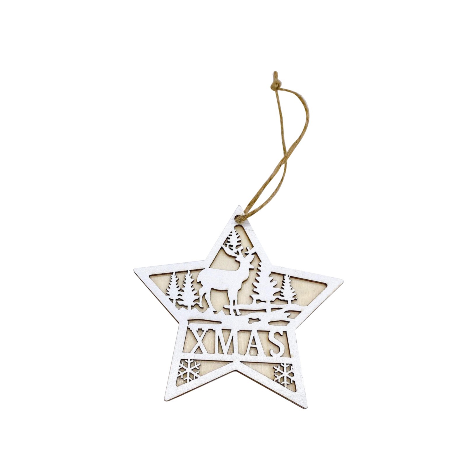 Mini Ball Light Bulb Christmas Decorations Wooden Cabin Pendant Snowman Star Christmas Tree