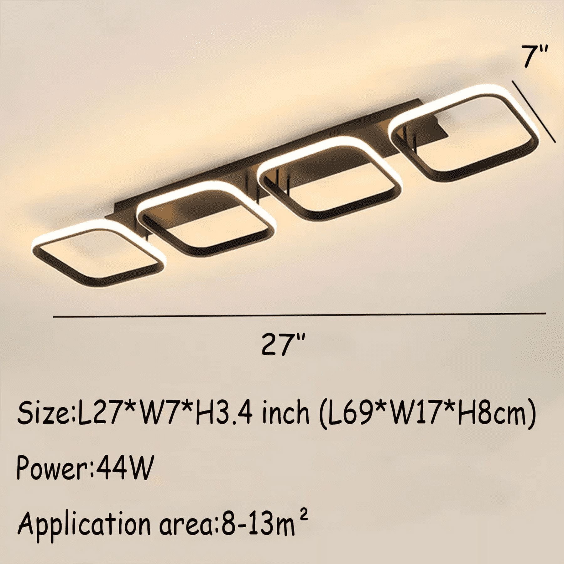 ADISUN Modern Led Ceiling Light 4 Square Flush Mount Lighting Fixture Ceiling Chandelier Lamp for Living Room Bedroom Dining Room Kitchen Porch Hallway, Warm White