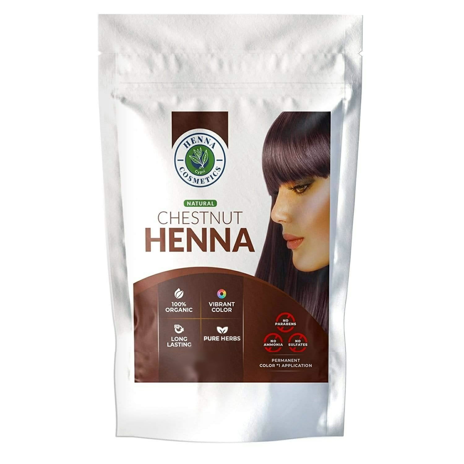 Henna Cosmetics Chestnut Color Henna Powder - Hair Dye 100 Grams ( oz.)  