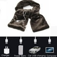 thumbnail image 2 of USB Heating Scarf - Unisex Carbon Fiber Heated Shawl with Pockets,Super Soft Fleece,Rechargeable Power Pack,Machine Washable,Fashionable Winter Warmth(Brown), 2 of 7