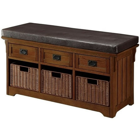 Kingfisher Lane 42 3 Drawer Faux Leather Bench In Brown Walmart Com