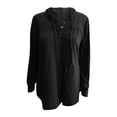 thumbnail image 6 of Lightweight Hoodies for Women Trendy Drawstring Buttons Hooded Pullover Sweatshirts Loose Casual Fall Tops (3XL, Black), 6 of 7