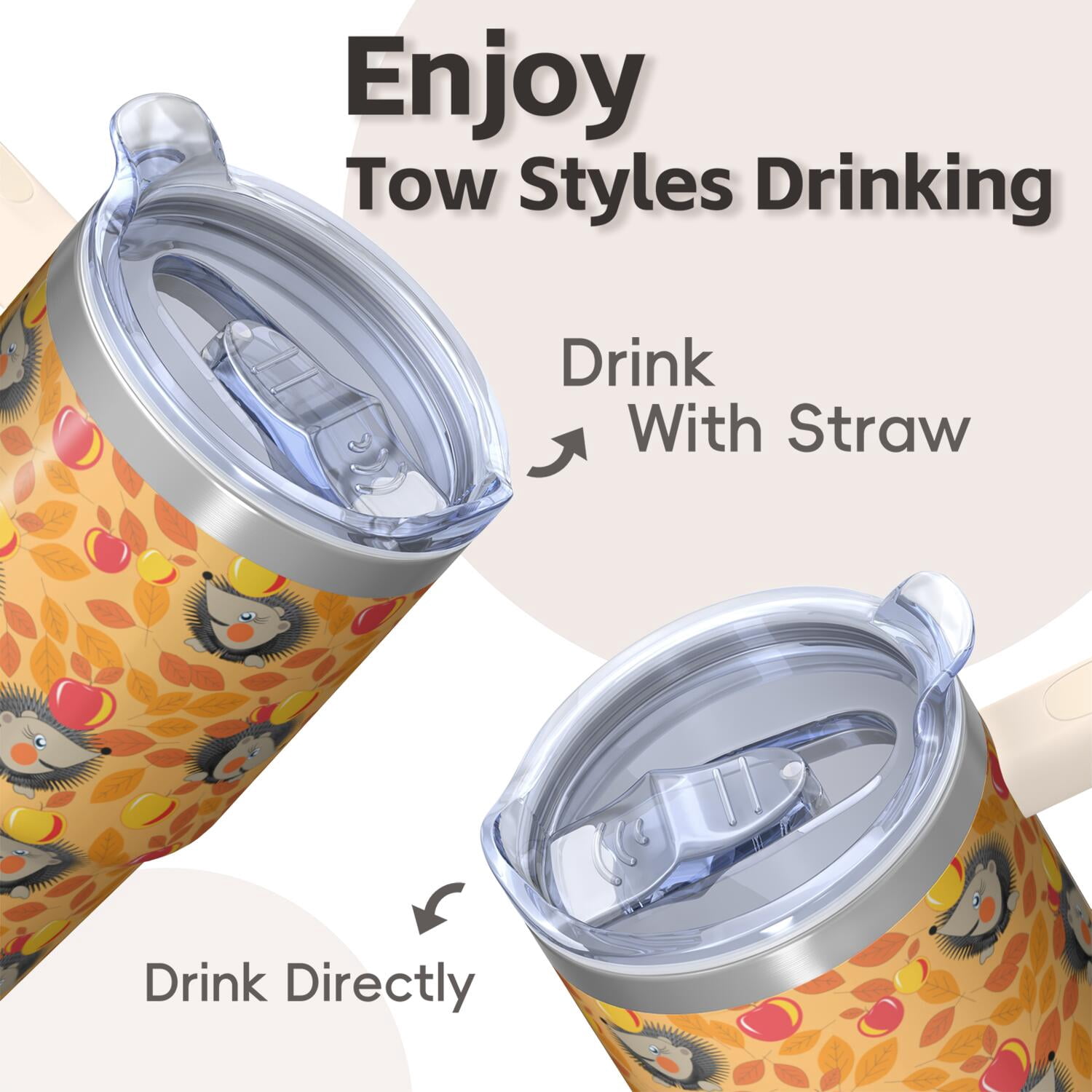 20oz Hedgehog Stainless Steel Tumbler with Handle and Straw Insulated Coffee Mug Travel Water Bottle with Lid and Straw Great for Hot Coffee Cold Iced Tea Gift for Hedgehog Enthusiasts Women Men
