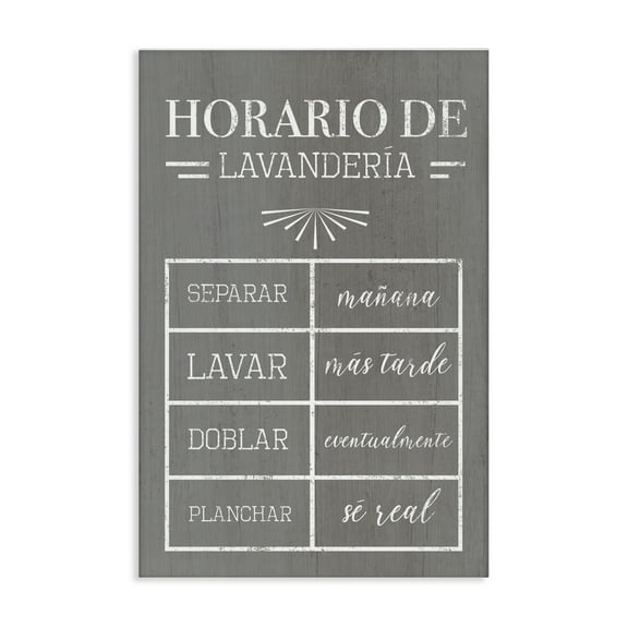 Stupell Industries Horario de LavanderÃa Bath & Laundry Painting Wrapped Canvas Art Print Wall Art, 16 x 24