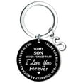 thumbnail image 1 of Llaveros para mujer, llavero de billetera, llavero de auto, llavero DIY para mi hijo, llavero de acero inoxidable negro con apellido de 26 letras, 2,5 cm, decoraciones de moda, 1 of 3
