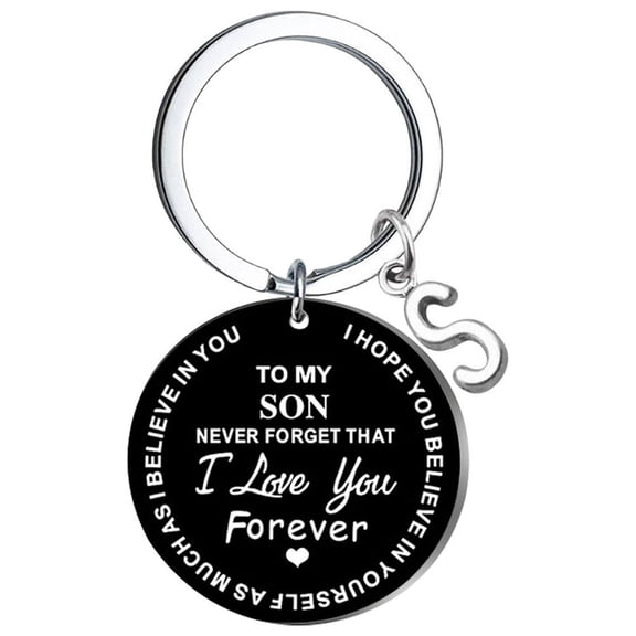 VerPetridure Creative DIY To My SON Black Stainless Steel Last Name 26 Letter Keychain 2.5cm