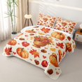 thumbnail image 3 of Manfei Orange Pumpkin Maples Quilt King,Fall Thanksgiving Print King Coverlet Set,3pcs,1 Bedspread and 2 Pillowcases, 3 of 7