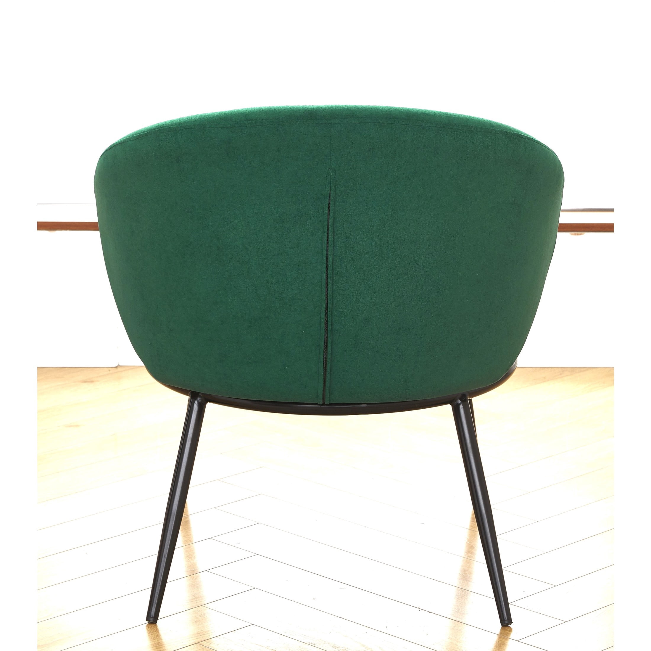 GDF Studio 27.36" Mid-Century Modern Round Accent Chair with Velvet Upholstery, Black Metal Legs, Green