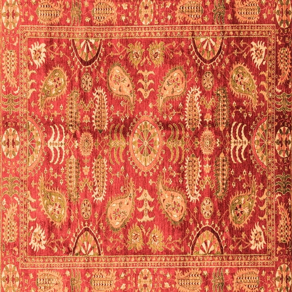 Ahgly Company Indoor Square Oriental Orange Traditional Area Rugs, 3' Square