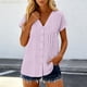thumbnail image 2 of Camisetas de Manga Corta Extra Larga para las Mujeres con Cuello en V Botón Placa con Cuello Blusa de Túnica, Camisa de Manga Larga Azul Claro Mujeres, 2 of 8