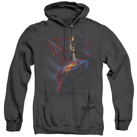 Superman Super Deco Adult Heather Hoodie Sweatshirt Black