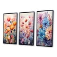 thumbnail image 3 of Designart "Coral Whimsical botanic Wilds II" Abstract Framed Wall Art Set Of 3 - Coral Floral Frame Gallery Set For Office Decor, 3 of 7