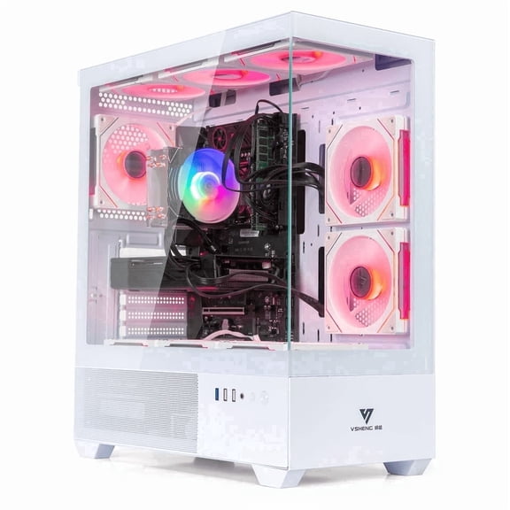 Gaming PC Desktop Intel Xeon E5 Up to 3.0 GHz, 12-Core, Radeon RX 580 8GB, 64GB RAM, 512GB SSD   4TB HDD, 650W PSU, ARGB Fan x9, WiFi6 BT5.4, Windows 11