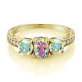 thumbnail image 2 of Gem Stone King 18K Yellow Gold Plated Silver Oval Mercury Mist Mystic Topaz and Moissanite Ring for Women | 2.22 Cttw | Gemstone Birthstone | Size 5,6,7,8,9, 2 of 4