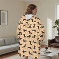 thumbnail image 5 of Dachshund and Bone Orange Pattern Oversized Sherpa Fleece Wearable Blanket Hoodie, Double-Sided Warm Fuzzy Pullover with Super Pockets for Women & Men, 5 of 6