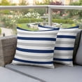 thumbnail image 2 of Outdoor Waterproof Pillow Covers Blue Grey Striped Decorative Throw Pillow Protectors,Pillowcase Cushion Cases for Patio Sofa Garden Couch,18x18in,Pack of 2, 2 of 14