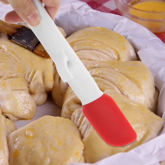 LITINKIMI 1Set Nonstick Red Silicone Scraper and Oil Brush for Baking Use