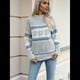 thumbnail image 5 of Suéteres Casuales de Punto con Estampado de Leopardo para Mujer, Suéteres de Larga con Cuello Redondo Gris XL, 5 of 10