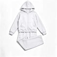 thumbnail image 5 of Husipze 2 Piece Sweatsuit for Girls Fleece Zip Relaxed Fit Hoodie Sweatshirt Oversized Wide Leg Elastic Waist Sweatpants Outfits White 11-12 Years, 5 of 9