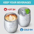 thumbnail image 4 of Floral 12oz Stainless Steel Insulated Wine Tumbler with Lid and Straw – Double Wall Vacuum Mug for Hot & Cold Drinks, 304 Steel Interior, Sweat-Free Design,Thanksgiving,Christmas, Spring,Flower, 4 of 5