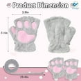 thumbnail image 3 of Deago Womens Cat Claw Bear Paw Gloves Winter Plush Faux Fur Cute Kitten Fingerless Mittens (Pink), 3 of 10