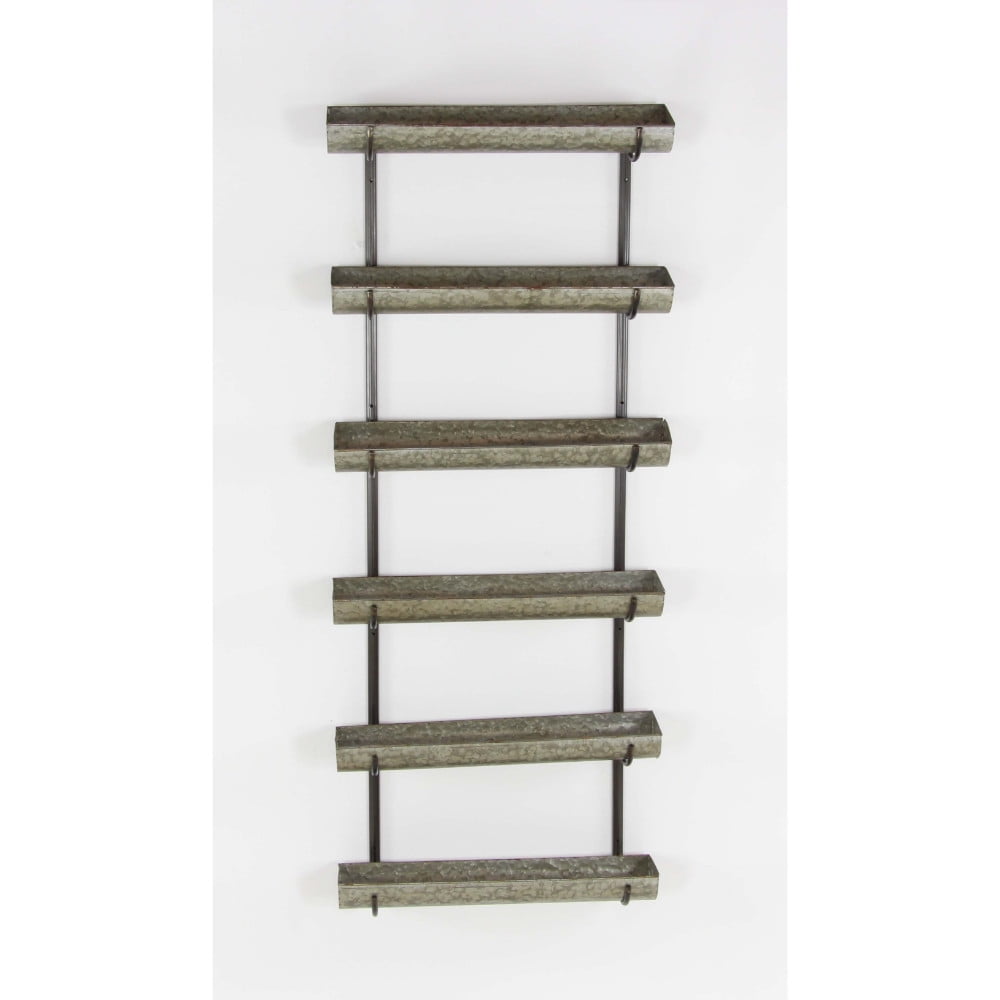 Metal Wall Planter With Distressed Look by Benzara