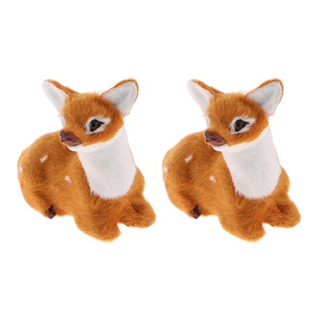 Ajuste del juguete del estado de estatuil de de Navidad 2PC pa decoración del Soledad Animal de ciervo artificial