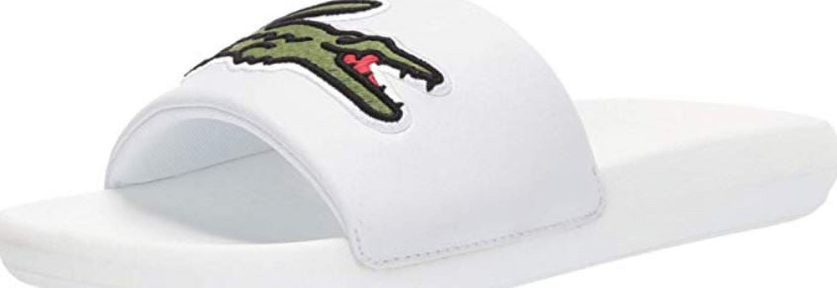 LACOSTE Men's White Croco Slide Sandal, 10