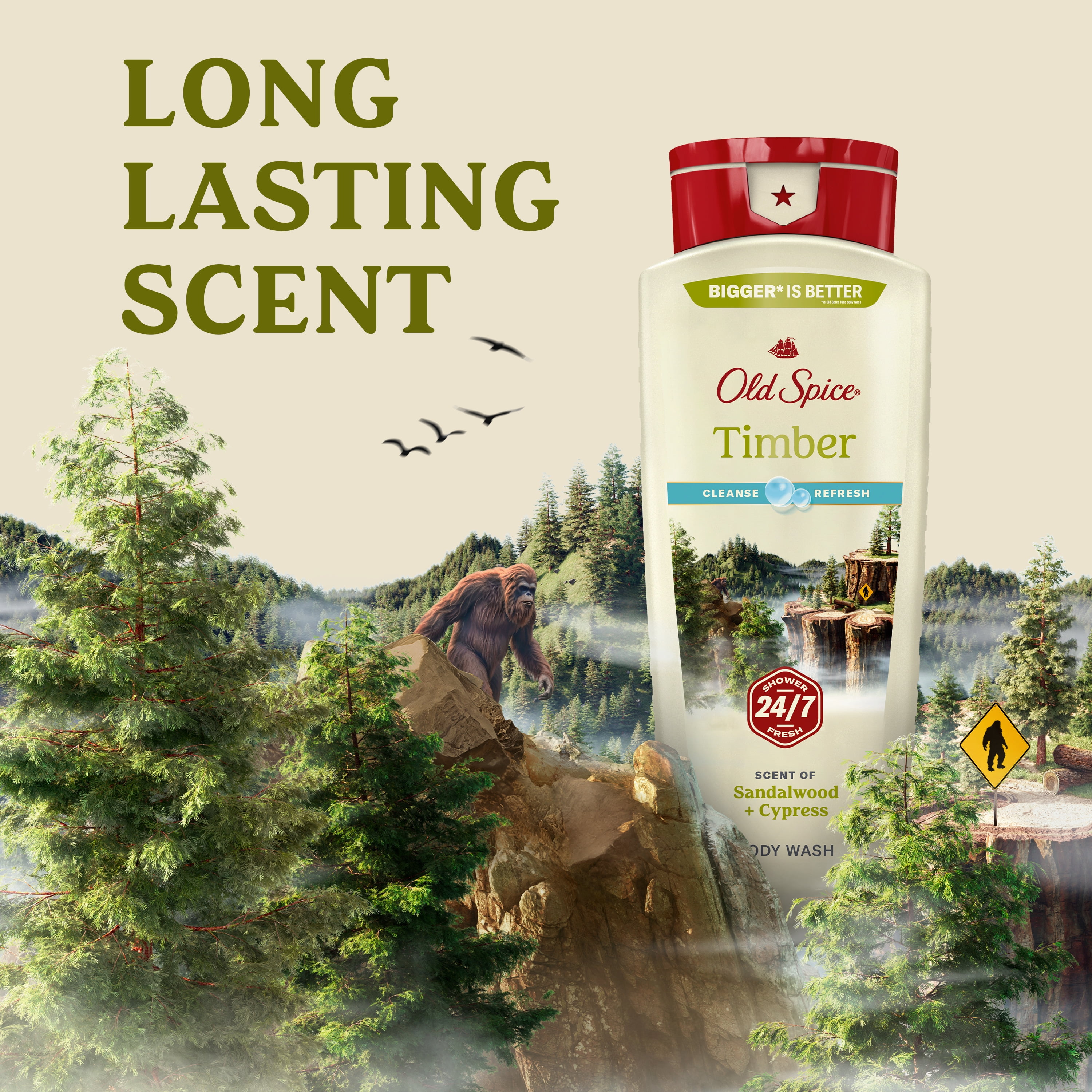 Old Spice Body Wash, Fresher Timber Scent  for Men, 18 oz