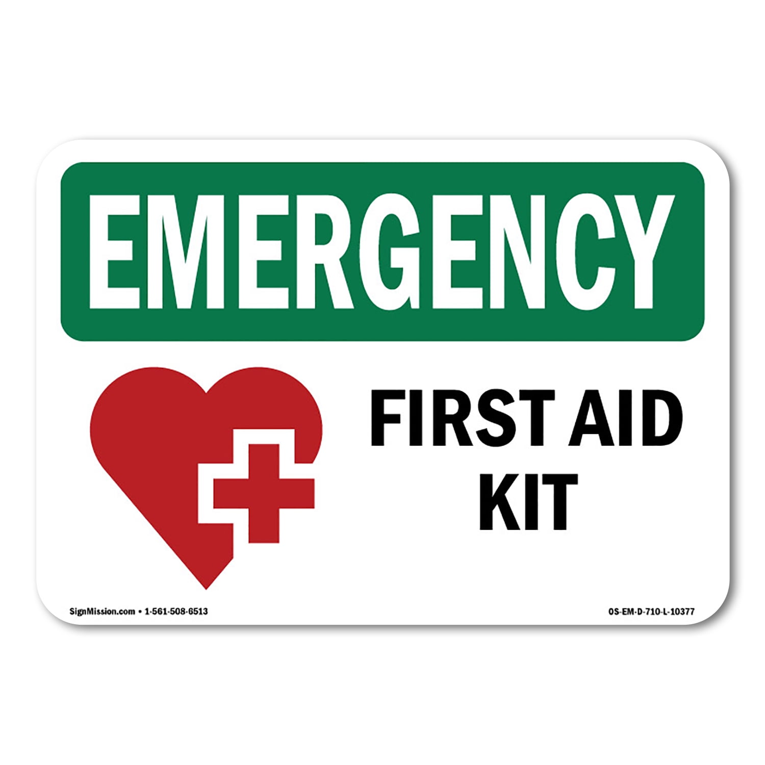 OSHA EMERGENCY Sign - First Aid Kit With Symbol | Aluminum Sign | Protect Your Business, Construction Site, Warehouse & Shop Area | Made in the USA