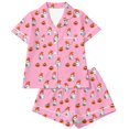 thumbnail image 6 of XINPING Women Halloween Pajamas Halloween Print Notch Lapel Short Sleeve Pajama Shorts Two Piece Outfit S, 6 of 6