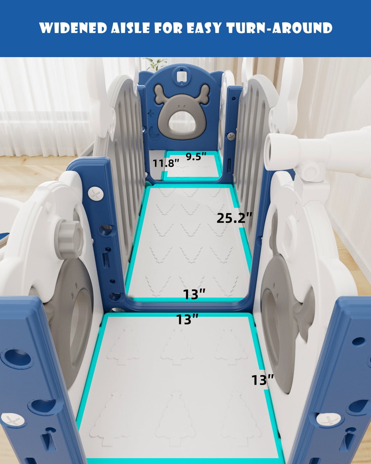 KORIMEFA 13 in 1 Toddler Slide Set, Kids Slide for baby Age 1-4, New Upgrade with Golf Set, Basketball Hoop, Drawing Board for Indoor Outdoor Playset,Toddler Playground,Blue