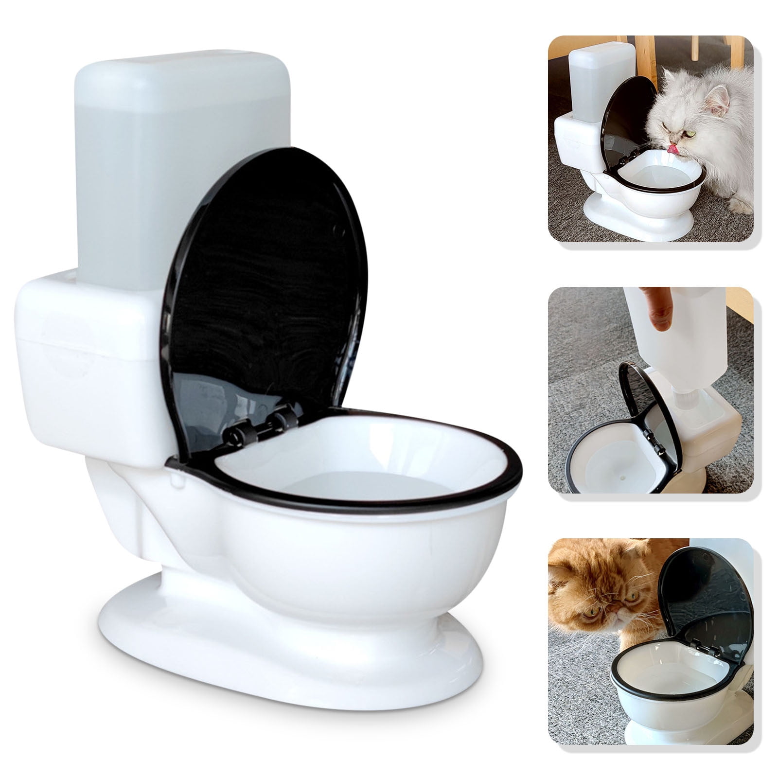 Cat Water Dispenser Toilet Shaped Water Bowl Funny Automatic Toilet Water Bowl Dish Refillable Drinking Fountain for Dogs and Cats 