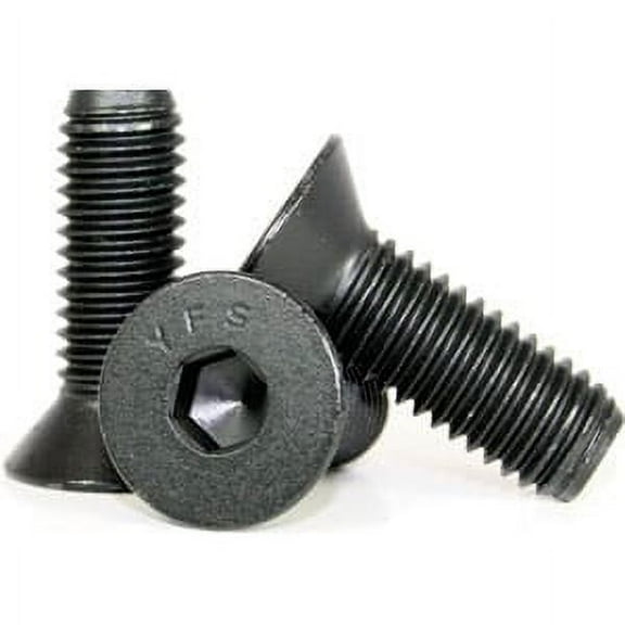 Socket Flat Countersunk Head Cap Screw, DIN 7991, M2.5-0.45 x 6mm, Alloy Steel Metric Class 12.9, Black Oxide, Hex Socket (Quantity: 100)