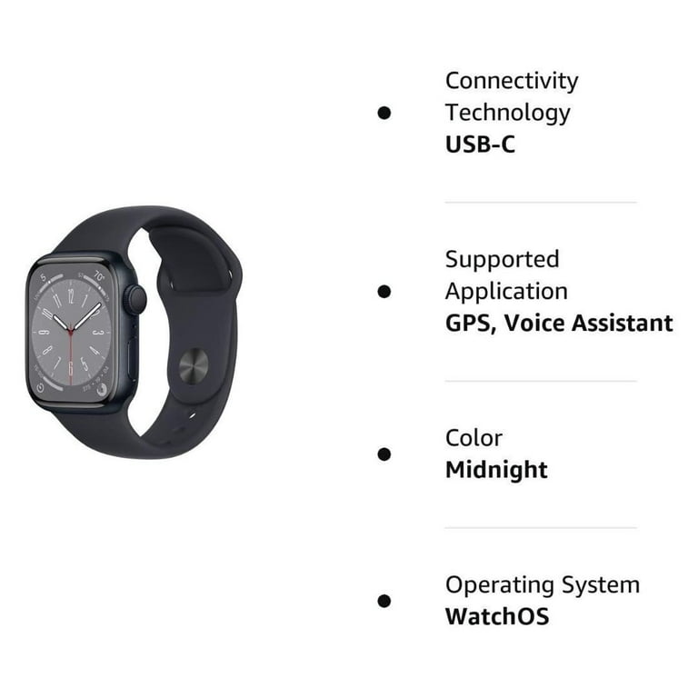 Apple Watch Series 8 with Sport Band, GPS, 41mm Aluminum Case, and