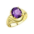 thumbnail image 4 of RYLOS Rings for Women 14K Yellow Gold Ring Classic Designer Style Oval 12X10MM Solitaire Gemstone Ring February Amethyst Jewelry for Women Size 11.5, 4 of 8