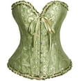 thumbnail image 2 of Feancey Corset Tops for Women Plus Size Renaissance Bustier Top Strapless Lace Shapewear Lingerie Overbust Push Up Bodysuit Green XXXL, 2 of 3