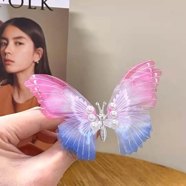 pstuiky Pinzas para el cabello con diseño de mariposas en degradado de color tarjetas para el cabello para niños tocados para niñas accesorios para el cabello con clip súper inmortal.