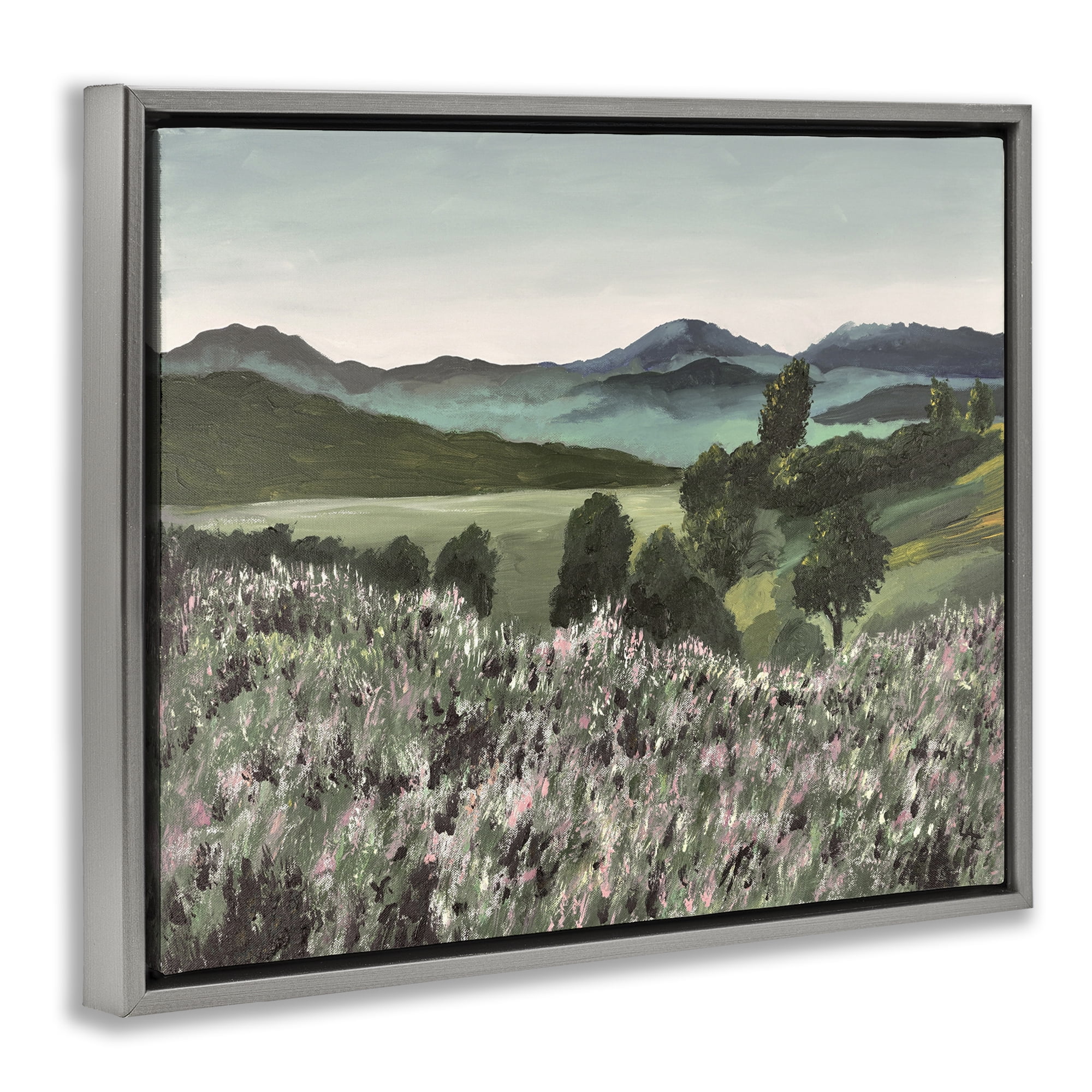 Stupell Industries Windblown Meadow Blooms Gray Framed Floater Canvas Wall Art, design by Lee Ann Zirbes