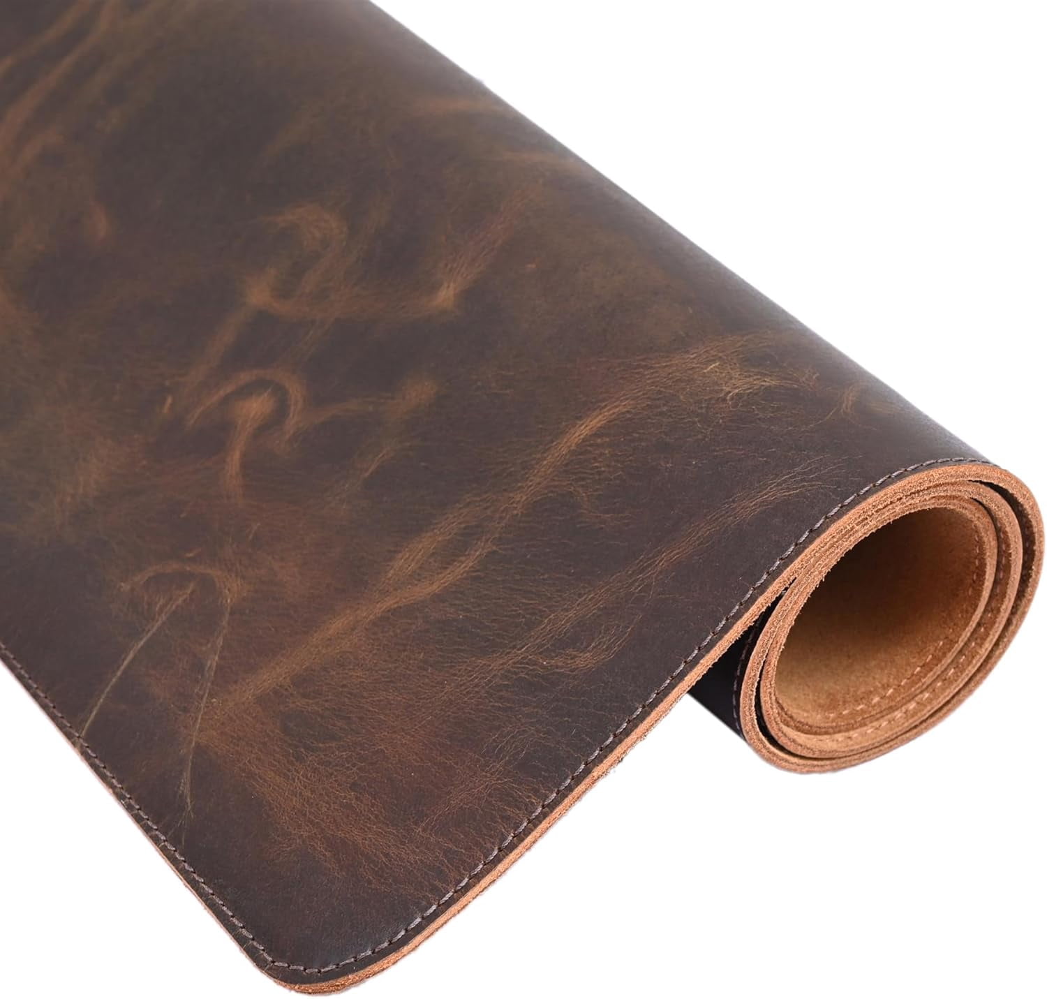 RusticVintage (32 X16 inch) Geniune Leather Deskmat with 1 Tray & 1 Coaster, Big Size, Waterproof Non Slip Desk Blotter Protector Large Mat for Keyboard Deskpad for Computer Laptop Office Accessories
