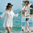 thumbnail image 6 of Women's Swimsuit Cover Ups 3/4 Sleeve Button Down Shirt Bathing Suit Beach Dresses - L, 6 of 8