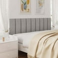 thumbnail image 3 of Yojoker Upholstered Wall Mounted Headboard, 3D Soundproof Wall Panels Peel and Stick Floating Headboards for Queen Size Bed, Boho Dorm Tufted Bed Headboard in Gray (9 Panels, 10" x 24"), 3 of 6
