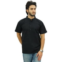 Atasi Men's Mandarin Collar Cotton Short Kurta Casual Ethnic Shirt-XX-Large