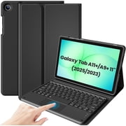 Wireless Detachable Touchpad Keyboard Case for 11" Galaxy Tab A11 Plus (2025) & Tab A9 Plus (2023), Type-C Rechargeable, Multi-Angle Stand Folio Cover for Work, Study & Travel -Black
