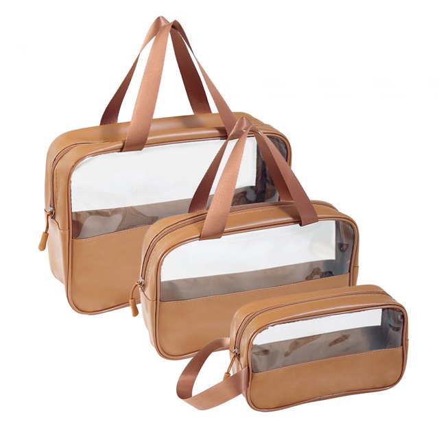3x bolsa de maquillaje para mujer, bolsa de viaje para cosméticos, bolsa de almacenamiento portátil, bolsa multifunción Café jinwen Estuche de maquillaje