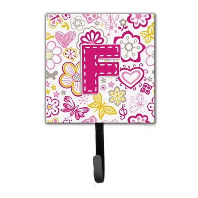 Carolines Treasures CJ2005-FSH4 Letter F Flowers And Butterflies Pink Leash & Key Holder