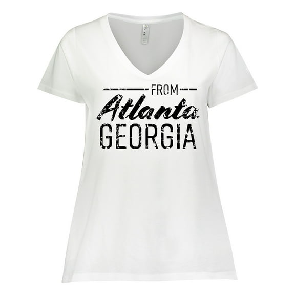 Inktastic From Atlanta Georgia in Black Distressed Text Women's Plus Size V-Neck T-Shirt