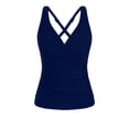 thumbnail image 5 of DHFJKG Tankini Tops For Women Cross-Back Swimsuit V Neck Ruched Solid Color Swimwear Top Soft Beachwear, 5 of 5