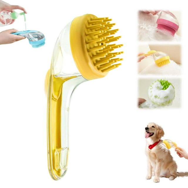 Cepillo de baño para mascotas Yilia 2025, nuevo, 2 en 1 con dispensador de champú