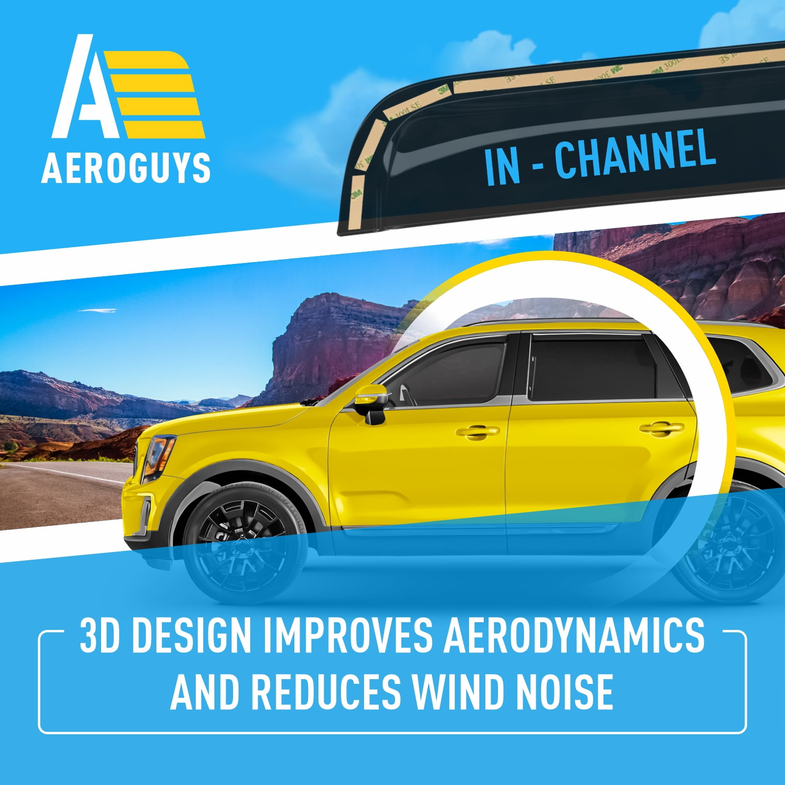 AEROGUYS Extra Durable Window Deflectors In-Channel Window Visors Rain Guards Fit for Kia Telluride 2020-2026, Sun Visors, Wind Vent Visors, vent shades, Car Accessories - 4 pcs. AG0770